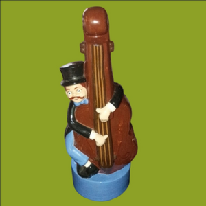 Charming Musician Figurine with Bass. ( Wind Up Music Figurine)
